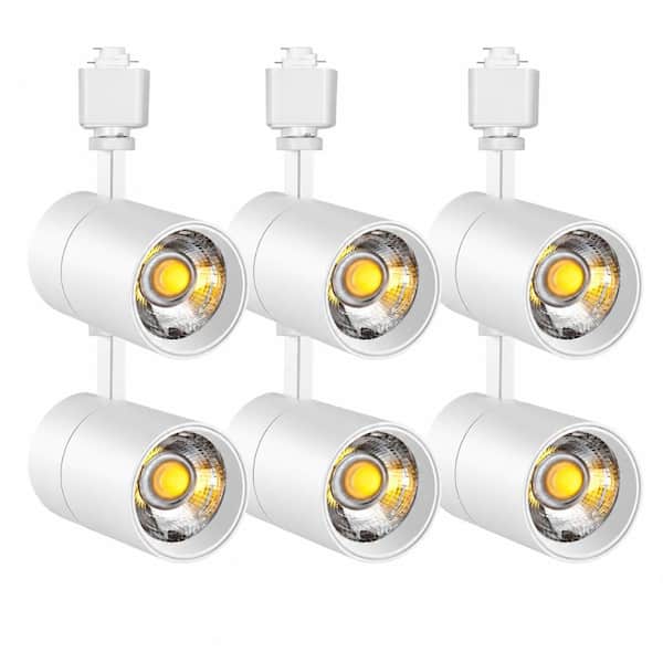 6-Pack 20W Dimmable LED Track Light Heads, H Type, 3000K/4000K/5000K Selectable, 2000lm, White
