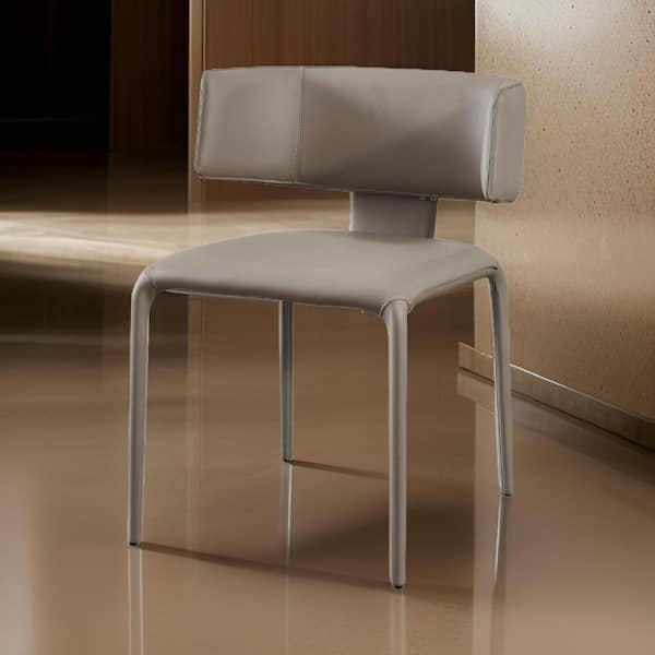 Benjara Gray Faux Leather Metal Frame Dining Chair