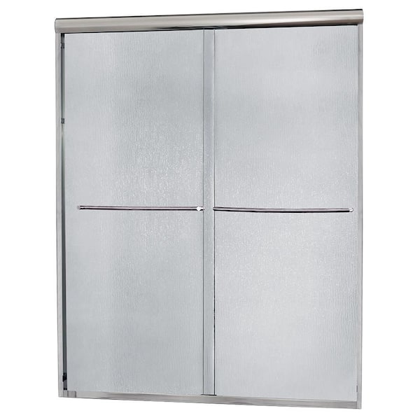 CRAFT + MAIN Cove 60 in. x 72 in. H Semi-Framed Sliding Shower Door in Silver with 1/4 in. Rain Glass