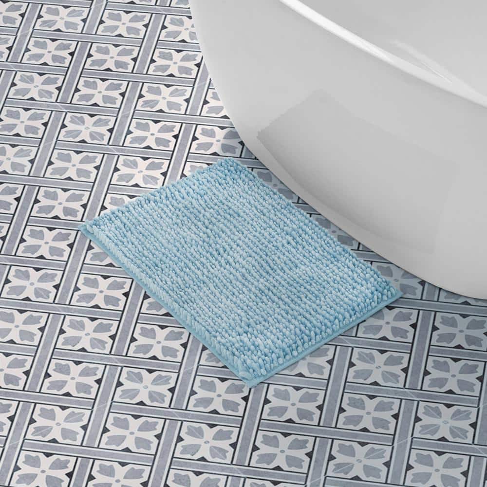 Aqua Blue 17" x 24" Polyester Chenille Bath Mat