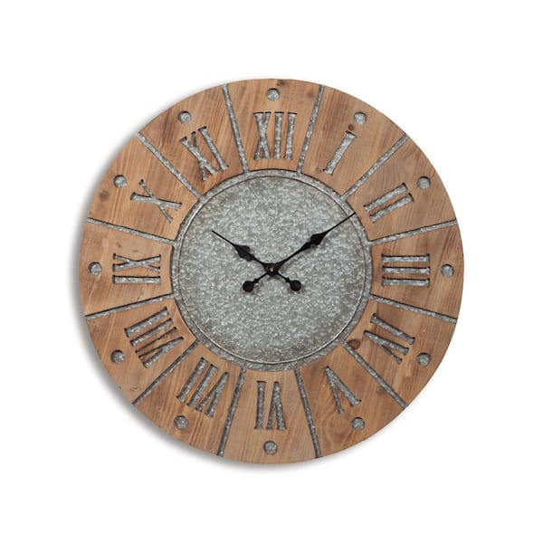 Signature DESIGN BY ASHLEY Payson Brown Analog Wood Roman Numerals Wall Clock