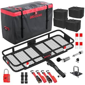 500lb Capacity Rustproof Hitch Mount Cargo Carrier 48inx18inx6in + 15 Cu.ft Waterproof Cargo Bag and Packing Cubes, Red