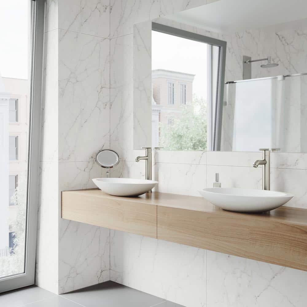 Wisteria 23" White Stone Oval Vessel Sink with Faucet