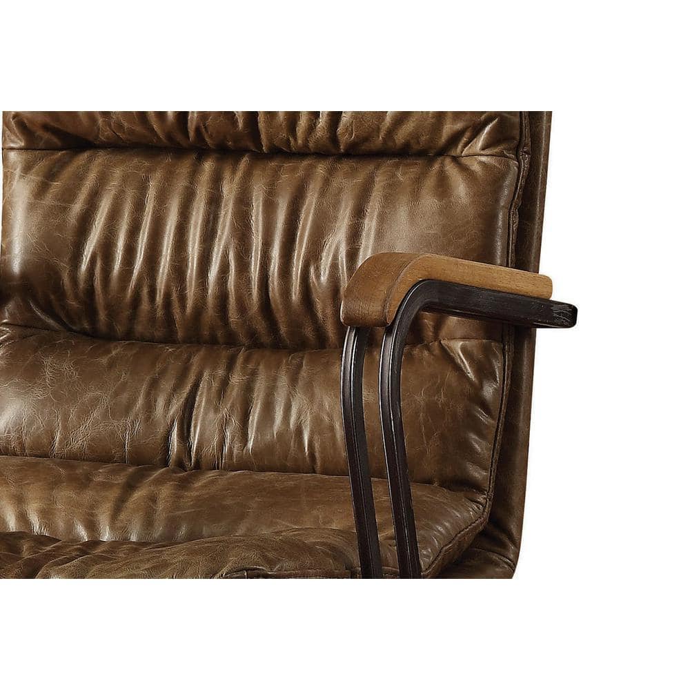 Vintage Whiskey Brown Genuine Leather Swivel Executive Chair