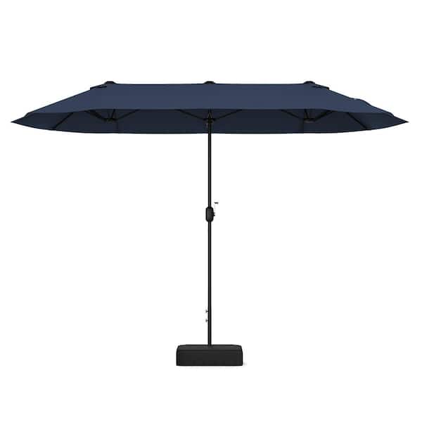 13 ft. Double-Sided Market Patio Umbrella with Crank Handle in Navy