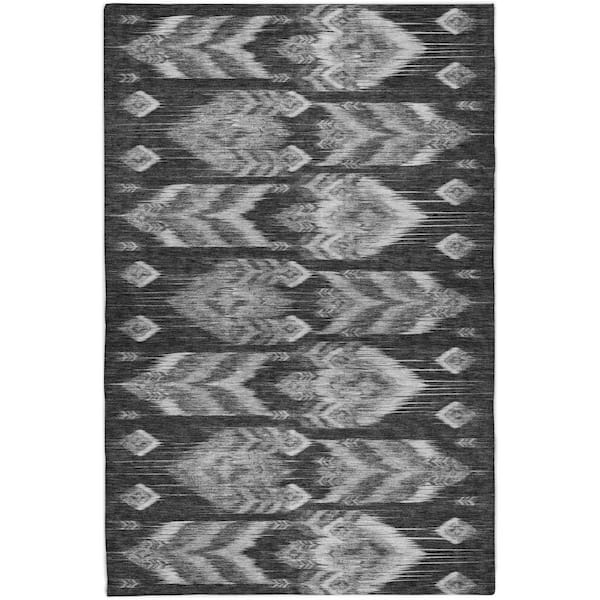 Dream Shag Premium Machine Washable Abstract ADS812 Black 8 ft. x 10 ft. Area Rug