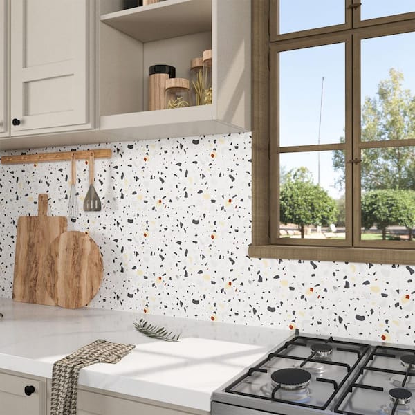 11.81" x 11.81" x 0.03" Vinyl Peel and Stick Backsplash Stickers, Wall Tile for Kitchen and Bathroom, Colourful(10-Pack)