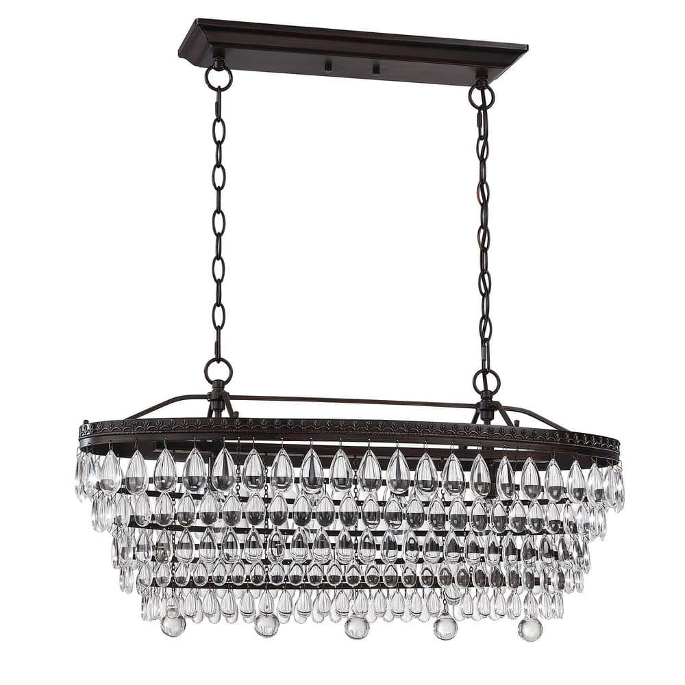 4-Light Indoor Glass Retro Pendant Light Statement Tiered Chandelier with Crystal Accents price history on PriceWatchPro