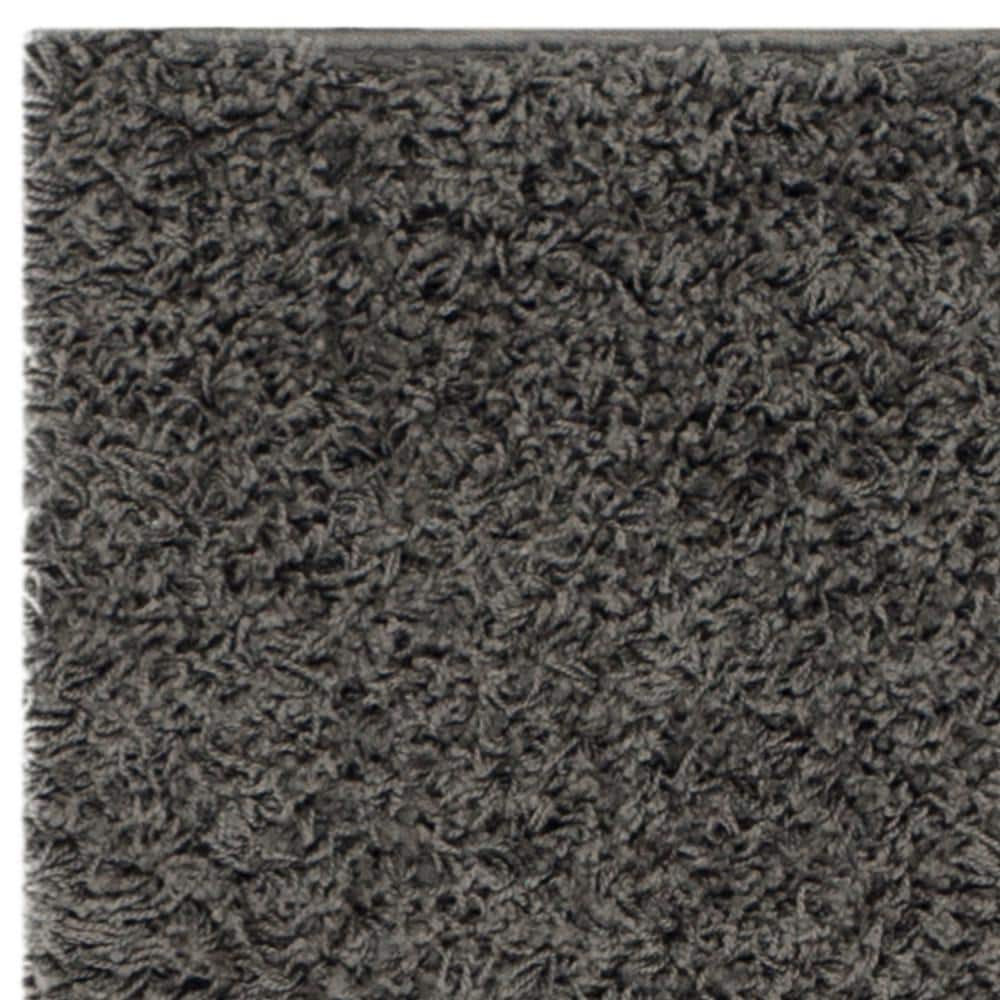 Athens Dark Gray Synthetic Shag Runner Rug 2'3" x 6'
