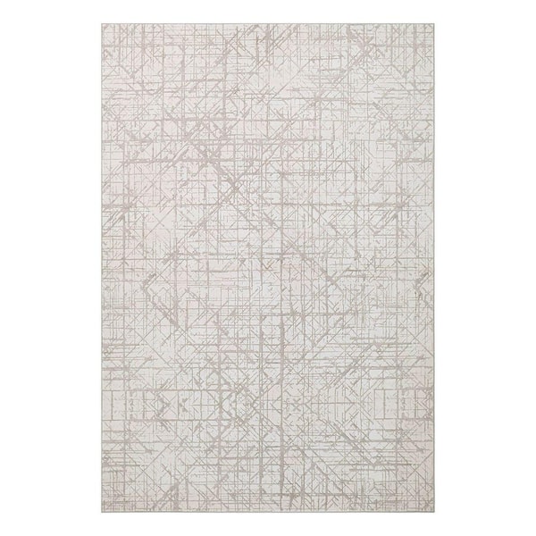 Aria Ivory 6 ft. x 9 ft. Woven Abstract Polyester Area Rug