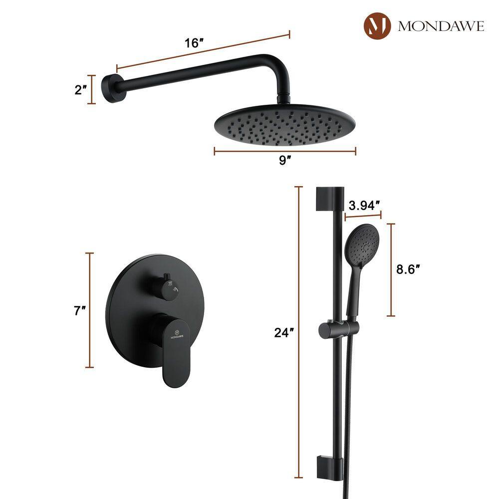 Matte Black Adjustable Rain Shower System with Handheld