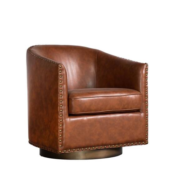 TAYLOR + LOGAN Brown Leather/Faux Leather Accent Chair AC-525222-TAYLH ...