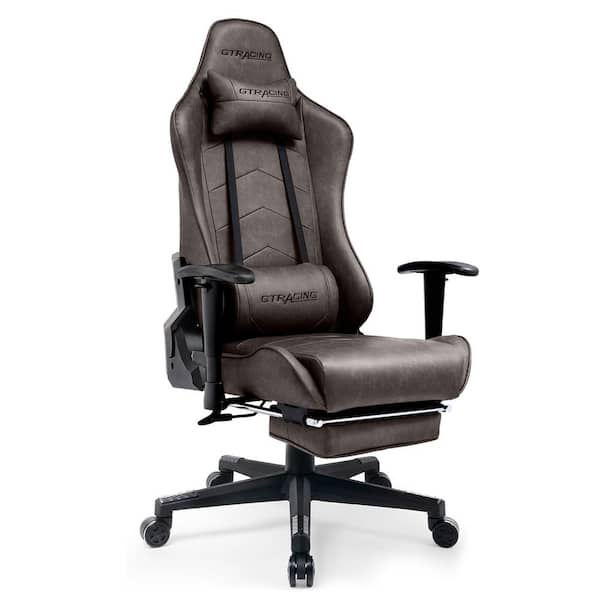 Executive Chair, High Back Leather Desk Chair w/ Retractable Footrest - Brown