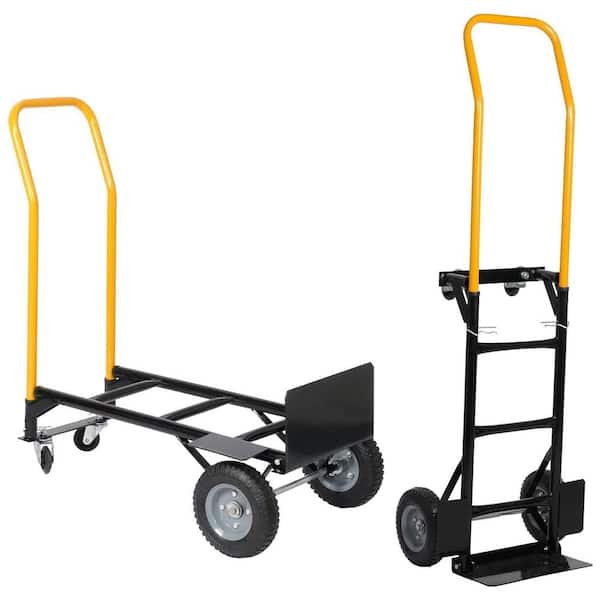 Black 330 lbs. Capacity 4 Wheels Hand Truck for Warehouse, Garden and Grocery