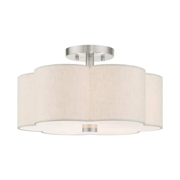 Livex Lighting Solstice 3 Light Brushed Nickel Semi Flush Mount