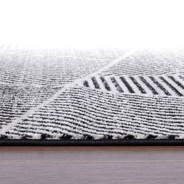 Contemporary Geometric Black 7 ft. 10 in. x 10 ft. Stripe Area Rug