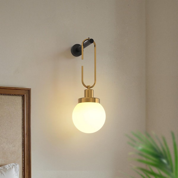 6 in. 1-Light 2-Pack Gold Wireless Dimmable Wall Sconce, Farmhouse Wall Lights for Bedroom or Bedside Reading