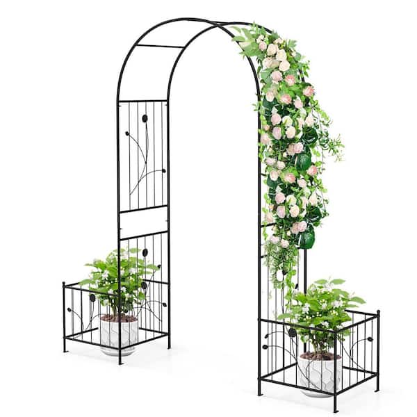 FAWEY TRED INC 86 in. Metal Garden Arbor Trellis with Planters