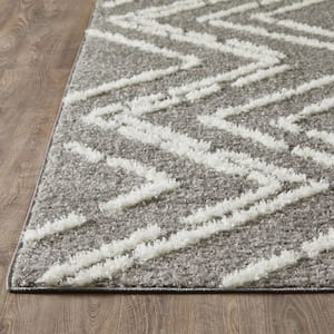 Vemoa Armeley Gray 6 ft. 7 in. x 9 ft. 2 in. Geometric Polyester Area Rug