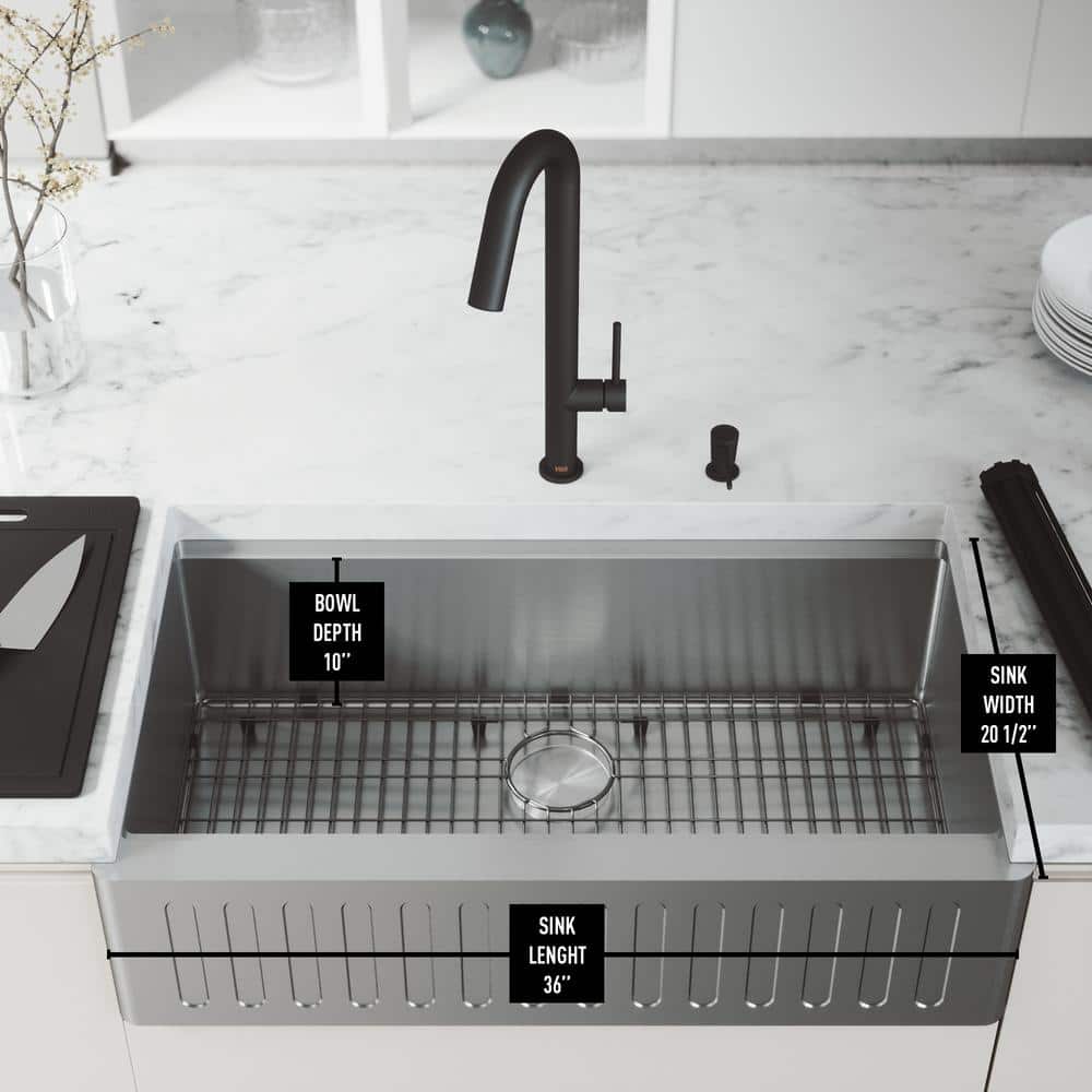 Oxford 36" Stainless Steel Farmhouse Kitchen Sink with Accessories