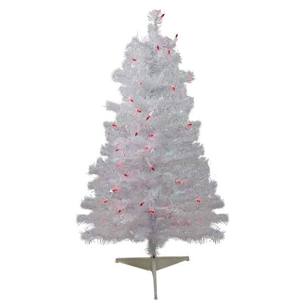 Northlight 3 ft. Pre-lit Rockport White Pine Artificial Christmas Tree Pink Lights