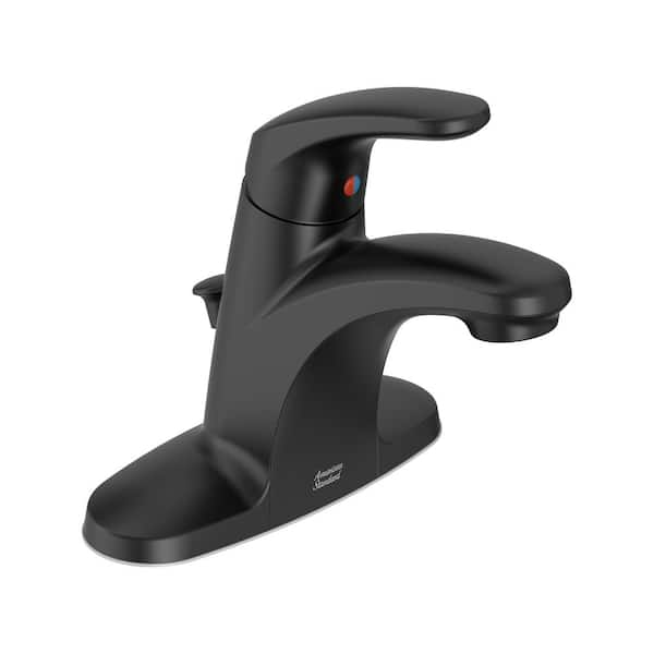 American Standard Colony Pro 4 in. Centerset Single-Handle Low-Arc Bathroom Faucet with Pop-Up Drain in Matte Black