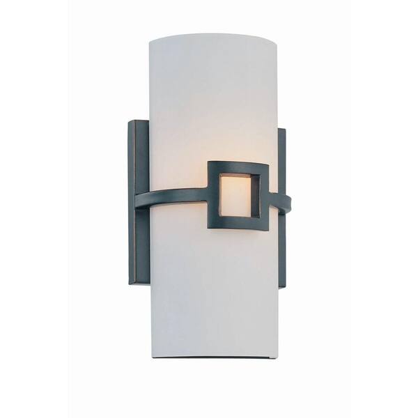 Illumine Retta 1-Light Bronze Sconce with Frosted Glass