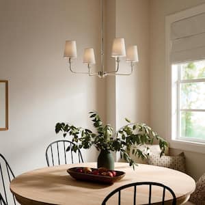 Pallas 25 in. 4-Light Polished Nickel Traditional Shaded Circle Mini Chandelier for Dining Room