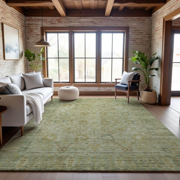 Mayfield Premium Machine Washable Abstract AMF1106 Sage 5 ft. x 7 ft. 6 in. Area Rug