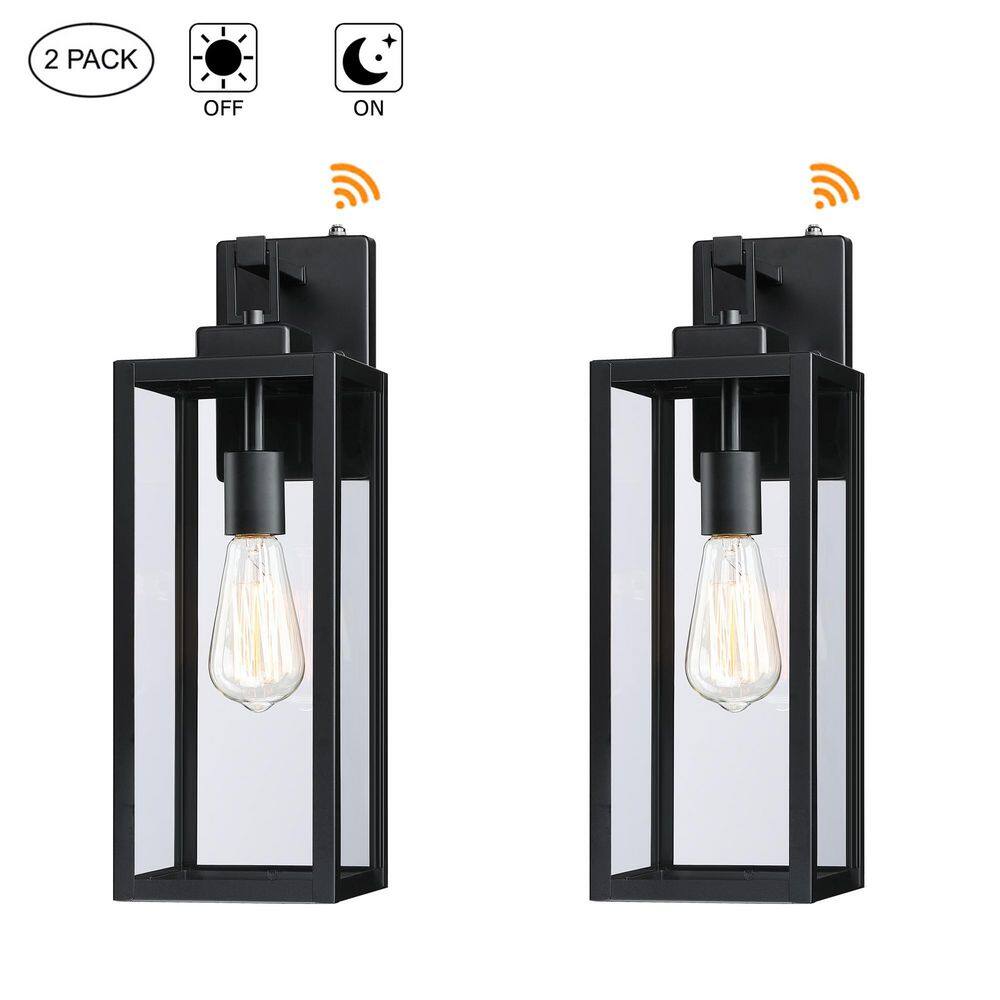 17.62''H Outdoor Light Fixtures Matte Black Large Porch Light for House, Porch, Garage Dusk to Dawn 2-Pack