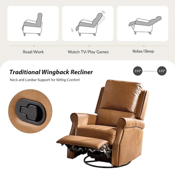 JAYDEN CREATION Jazm Camel Faux Leather Swivel Rocker Manual