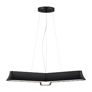 Vaughn 3-Light Midnight Black Contemporary Dimmable Indoor/Outdoor Chandelier with Frosted Acrylic Shades