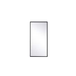 Timeless Home 28 in. W x 14 in. H Modern Metal Framed Rectangle Black Mirror