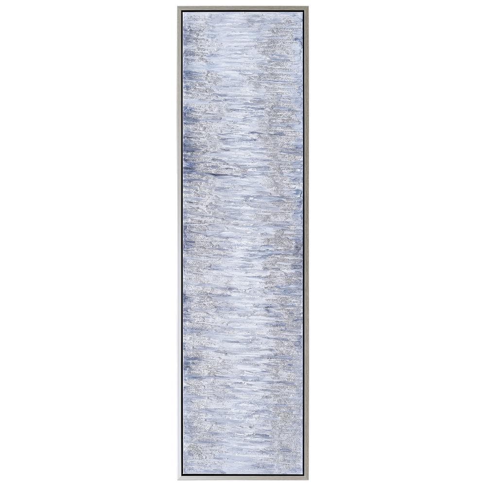 Gray Field Textured Metallic Abstract Canvas Wall Art with Champagne Frame