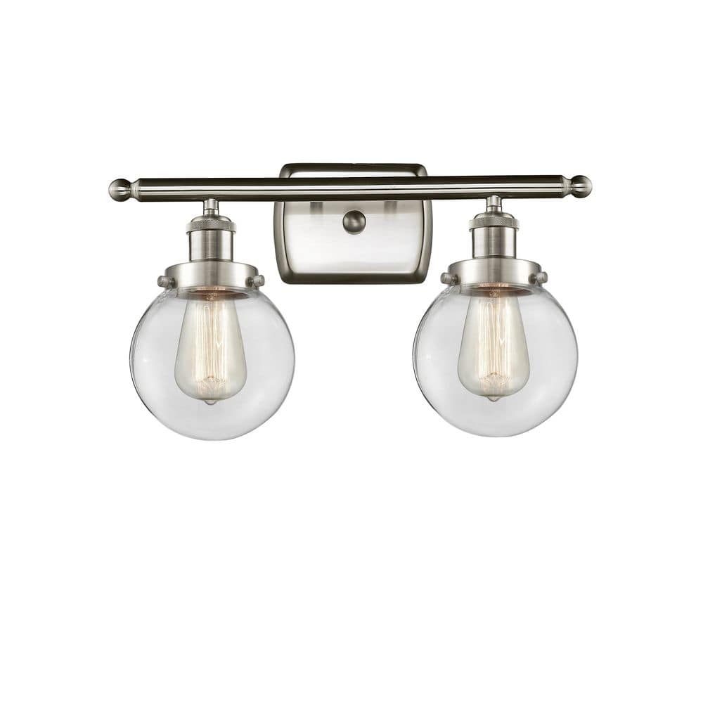 Beacon 16 in. 2-Light Brushed Satin Nickel Vanity Light with Glass Shade price history on PriceWatchPro