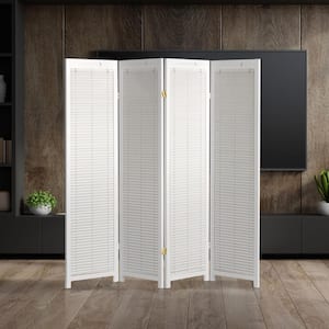 White 6 ft. Tall Adjustable Shutter 4-Panel Room Divider
