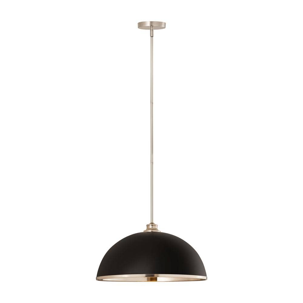 Landry 1-Light Matte Black + Brushed Nickel Pendant with Matte Black + Brus