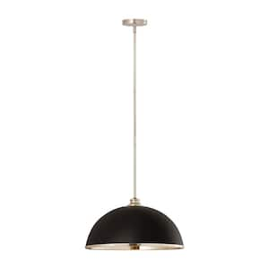 Landry 1-Light Matte Black + Brushed Nickel Pendant with Matte Black + Brushed Nickel Glass Shade