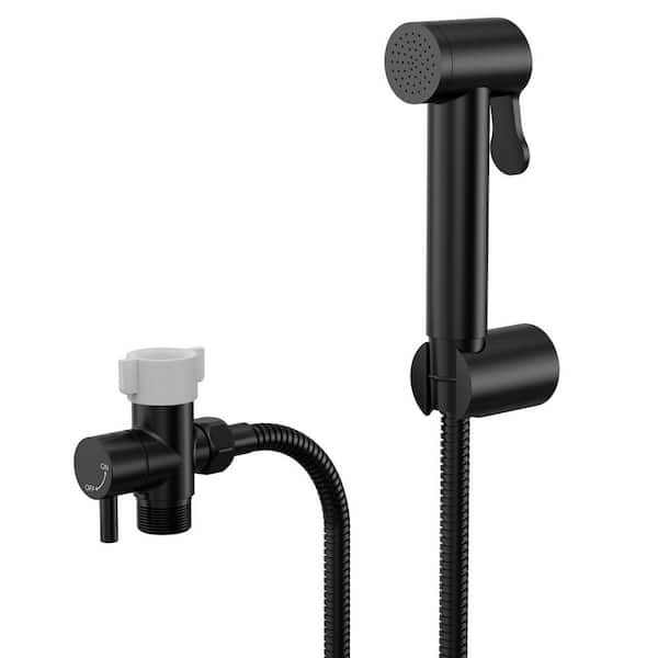 Modern 1-Handle Bidet Faucet with Handle Wall Mount Bidet Sprayer for Toilet with Rough-in Valve in Matte Black