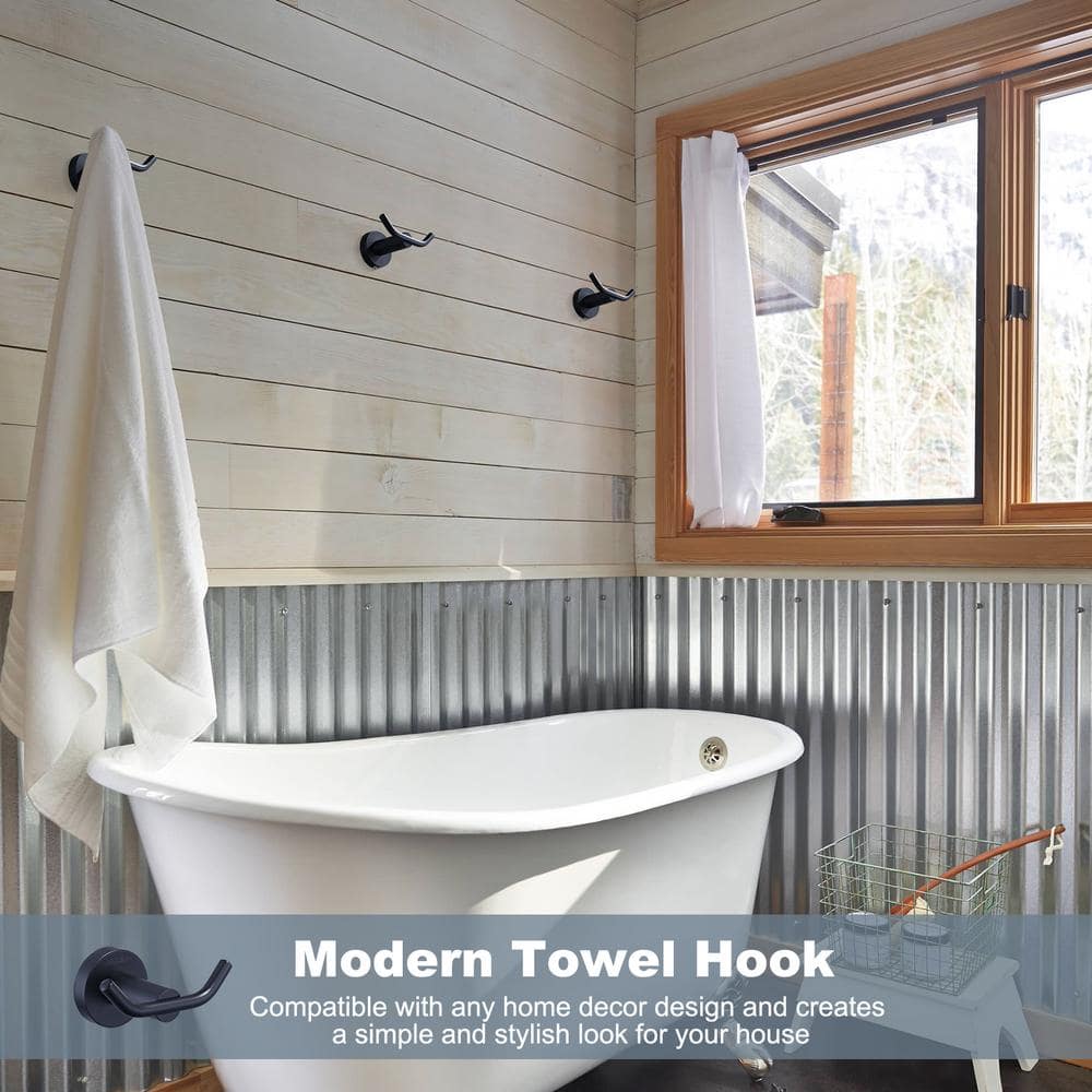 Matte Black Stainless Steel Wall Mounted Double Robe Hook