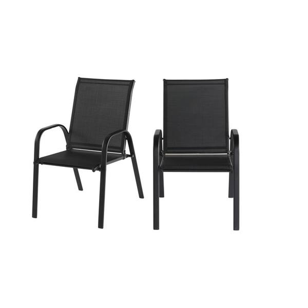 black sling outdoor dining chairs