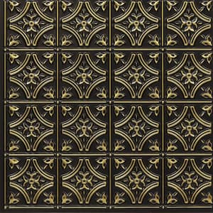 Gothic Reims Antique Brass 2 ft. x 2 ft. Glue Up PVC Faux Tin Ceiling Tile (200 sq. ft./case)