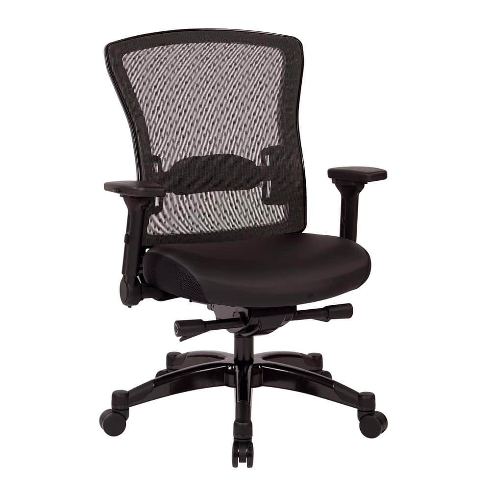 Executive Gunmetal Adjustable Mesh & Leather Office Chair