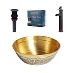 Shockley All-In-One 16 in. Brass Vessel Bath Sink with Pfister Ashfield Faucet in Rustic Bronze and Drain