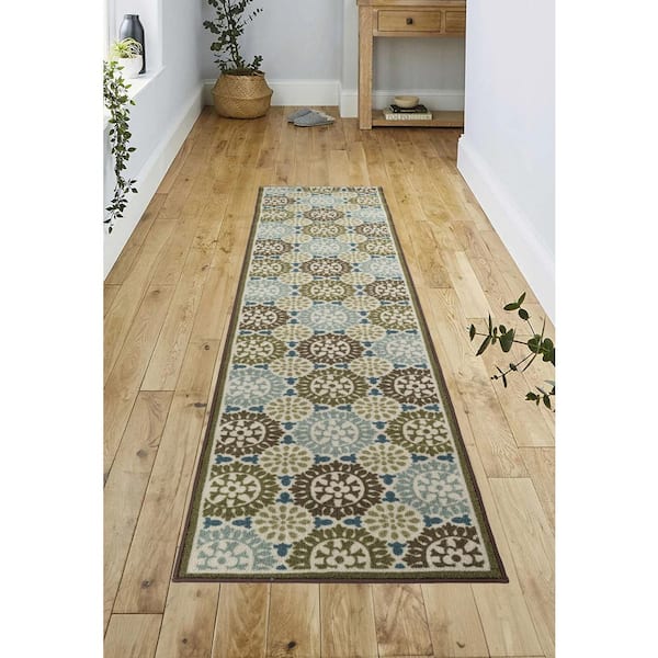 Rubber Circle Design Multicolor 24 in. W x 83 in. L Stair Runner 13.83 sq. ft.