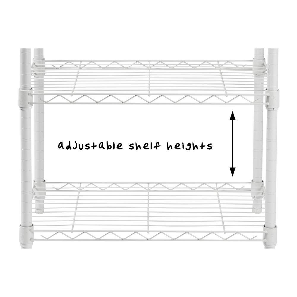 Heavy Duty Adjustable 3-Tier Steel Shelving Unit, White