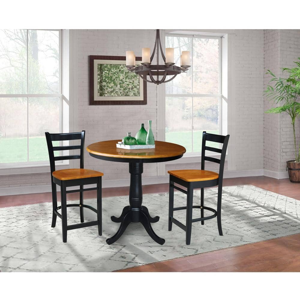 Emily Black and Cherry Wood Counter Height Barstool
