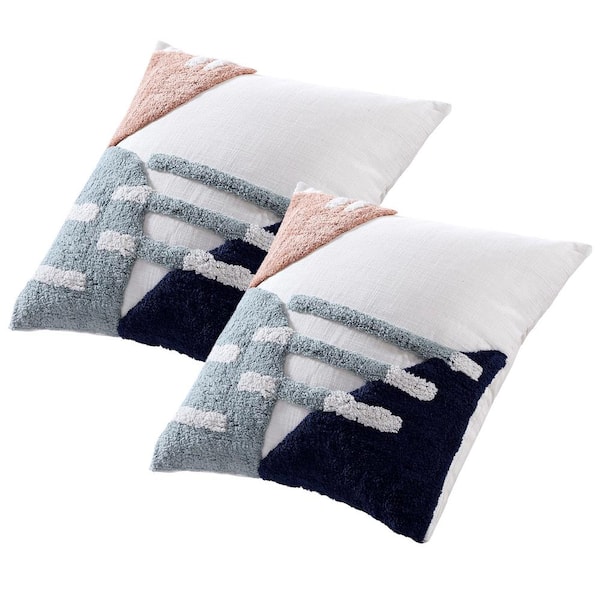 Brielle Home Boho Geometric Textured Throw Pillows, Teagan - Set of 2