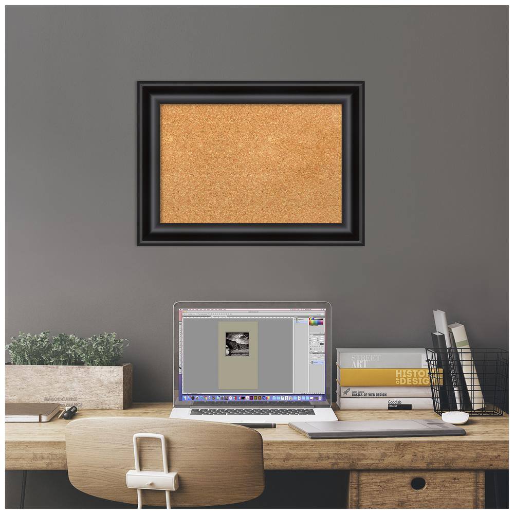 Amanti Art Black Framed Natural Cork Bulletin Board