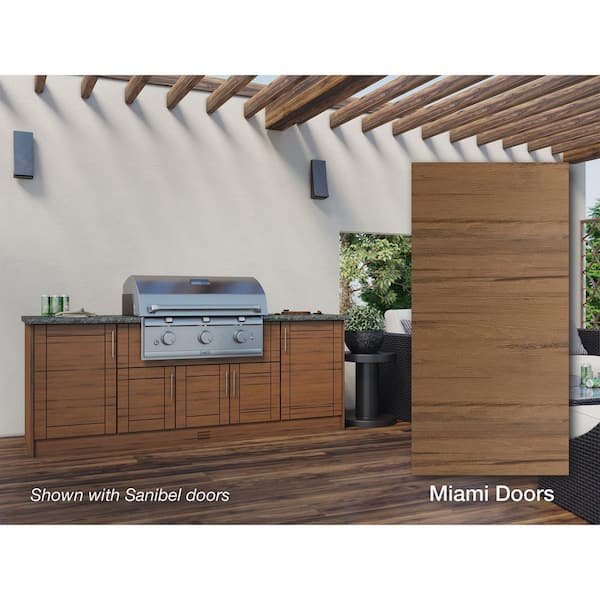 Miami Teak 12-Piece 91.25 in. x 34.5 in. x 28 in. Outdoor Kitchen Cabinet Island Set